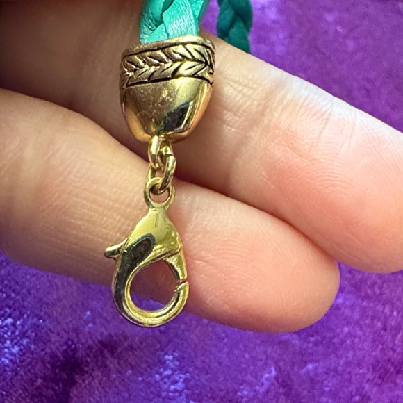 Barse Turquoise Colored Leather Braided Bracelet with Gold Accent - Picture 6 of 9